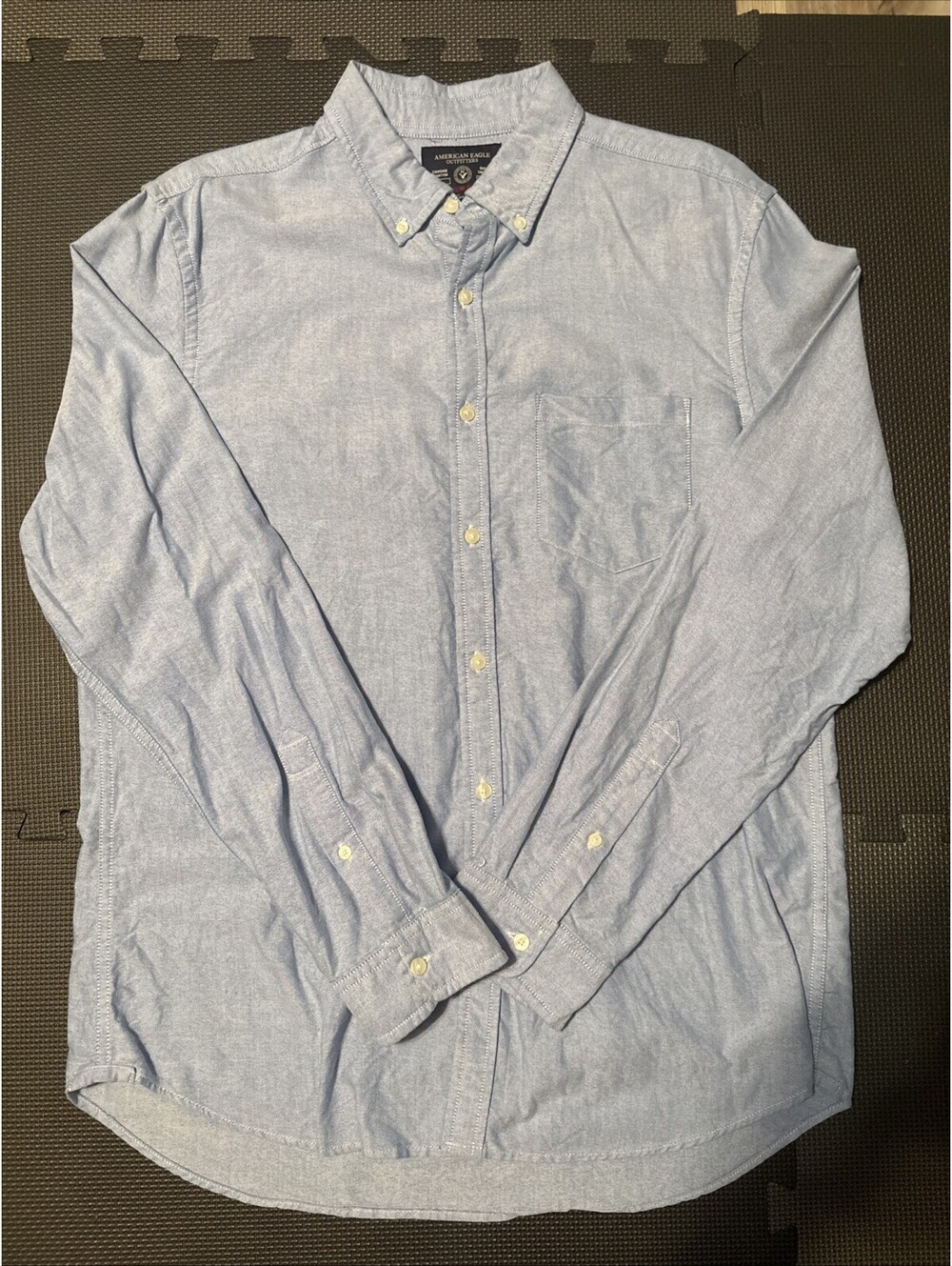 AMERICAN EAGLE Prep Fit Dress Shirt Blue  Long Sleeve Button Down Men Sz L Slim